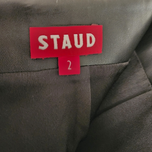 Staud Laurel Skirt Black Vegan Leather, size 2 - Picture 4 of 6